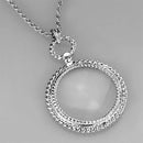 Locket Necklace 3W909 Rhodium Brass Magnifier pendant with Synthetic