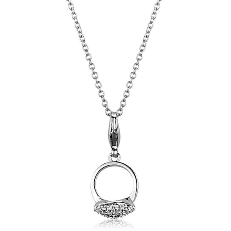 Locket Necklace LO3492 Rhodium Brass Pendant with AAA Grade CZ