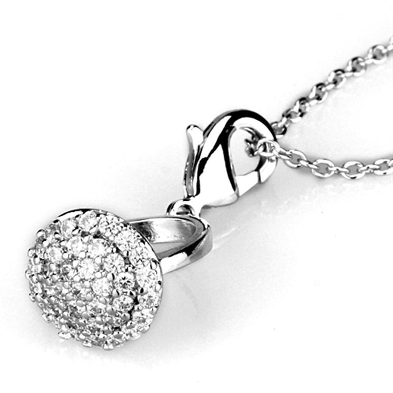 Locket Necklace LO3492 Rhodium Brass Pendant with AAA Grade CZ