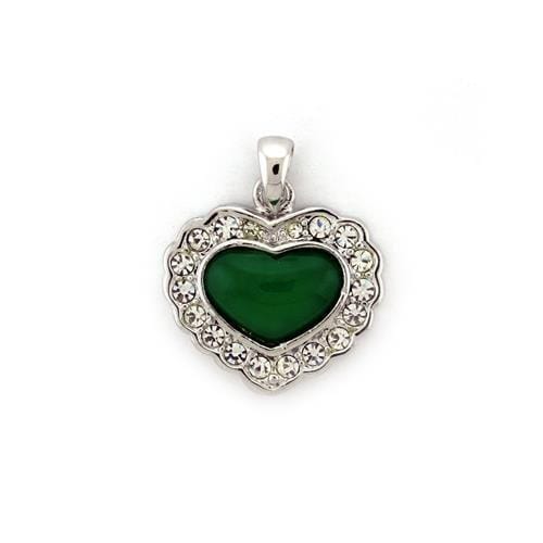 Silver Charms & Pendants Locket Necklace LOA1308 Rhodium platina Pendant with Synthetic in Emerald Alamode Fashion Jewelry Outlet