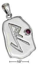 NEBULA TECH METAL RUNE PENDANT WITH PURPLE CRYSTAL-Silver Charms & Pendants-JadeMoghul Inc.