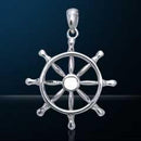 NEBULA TECH METAL SHIPS WHEEL PENDANT-Silver Charms & Pendants-JadeMoghul Inc.