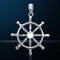 NEBULA TECH METAL SHIPS WHEEL PENDANT-Silver Charms & Pendants-JadeMoghul Inc.