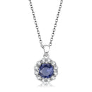 Pendant LO4697 Rhodium Brass Chain Pendant with Synthetic in Tanzanite