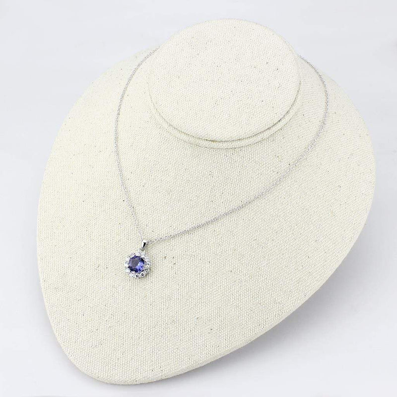 Pendant LO4697 Rhodium Brass Chain Pendant with Synthetic in Tanzanite