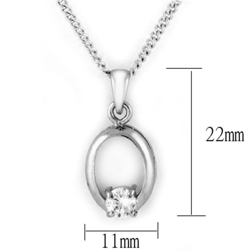 Pendant LOA1360 Rhodium Brass Chain Pendant with AAA Grade CZ