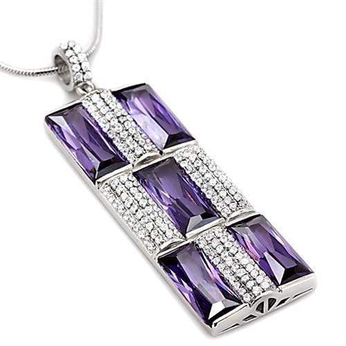 Pendant Necklace TS026 Rhodium 925 Sterling Silver Chain Pendant with CZ