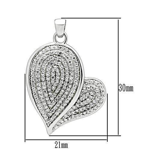 Pendant Necklace TS048 Rhodium 925 Sterling Silver Chain Pendant with CZ