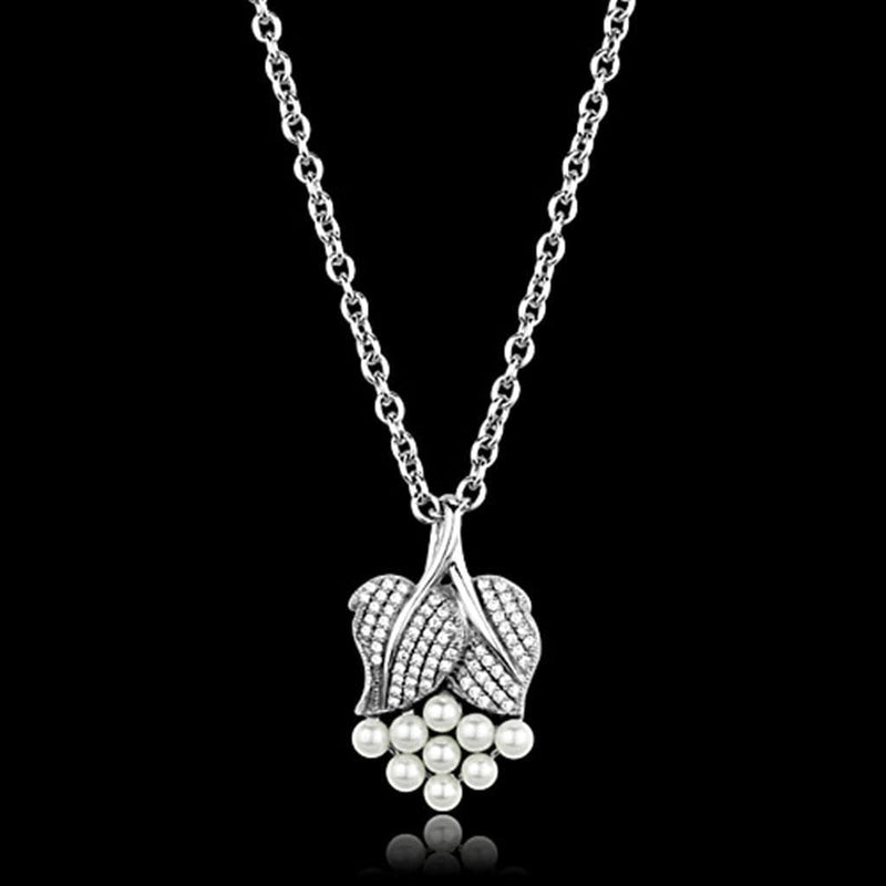 Pendant Necklace TS165 Rhodium 925 Sterling Silver Chain Pendant with Synthetic