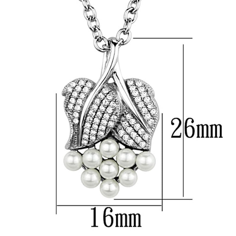 Pendant Necklace TS165 Rhodium 925 Sterling Silver Chain Pendant with Synthetic