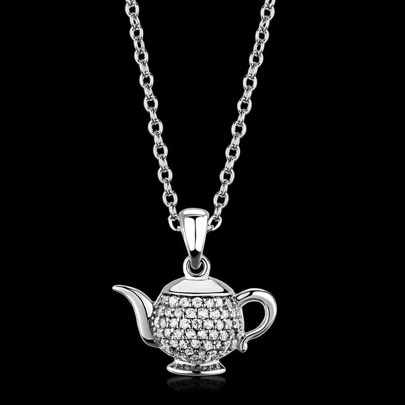 Pendant Necklace TS297 Rhodium 925 Sterling Silver Pendant with CZ