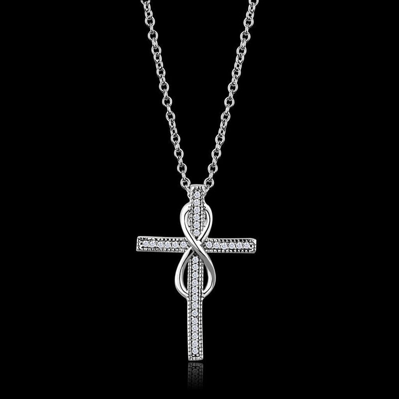 Pendant Necklace TS301 Rhodium 925 Sterling Silver Chain Pendant with CZ