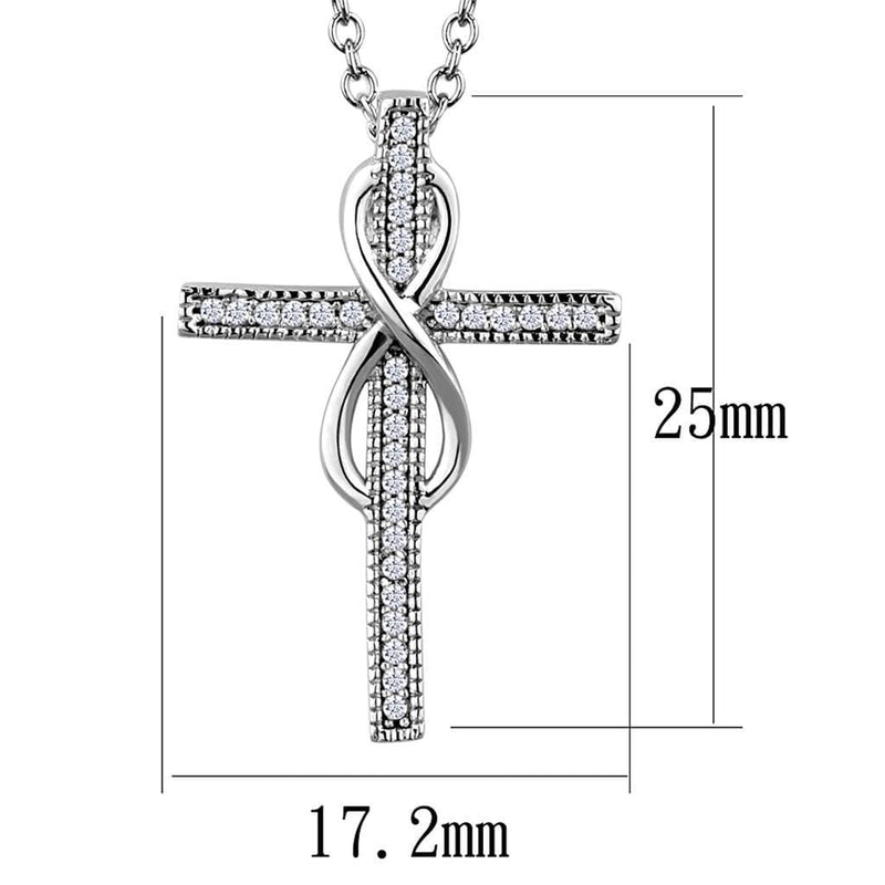 Pendant Necklace TS301 Rhodium 925 Sterling Silver Chain Pendant with CZ