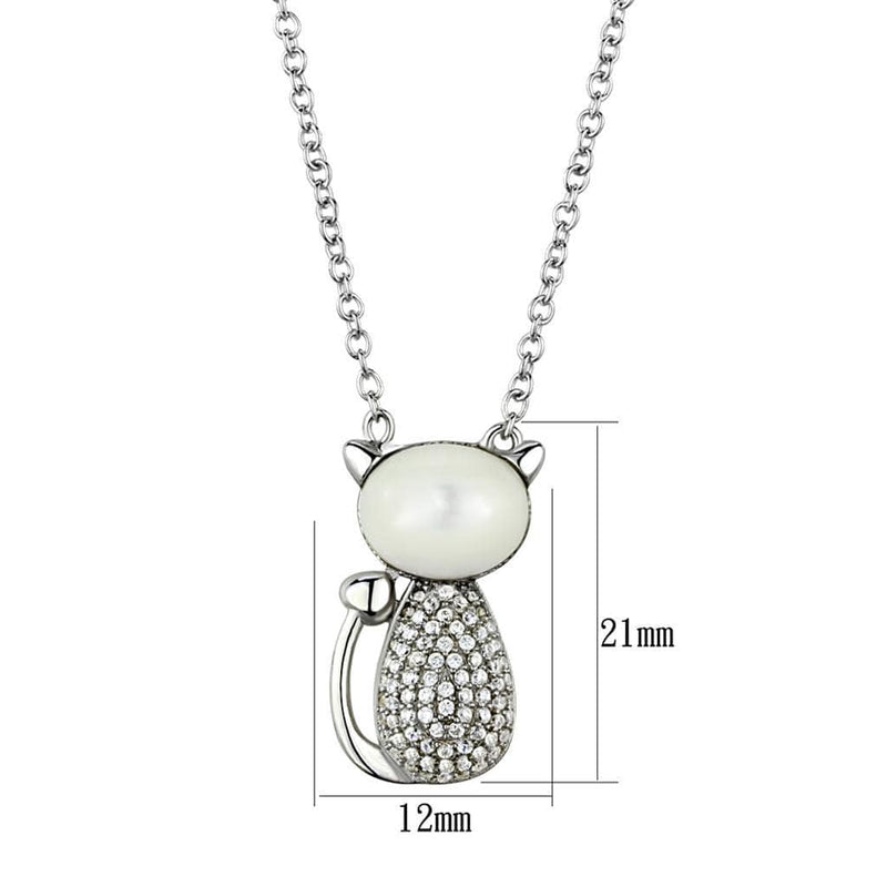 Pendant Necklace TS410 Rhodium 925 Sterling Silver Chain Pendant with Synthetic