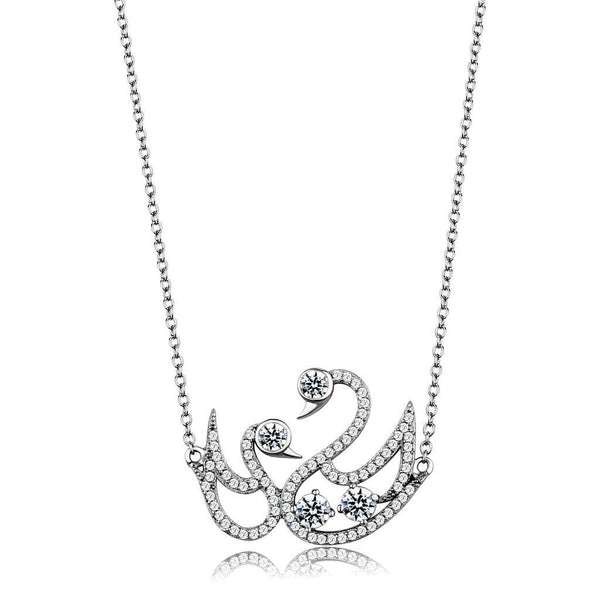 Pendant Necklace TS447 Rhodium 925 Sterling Silver Chain Pendant with CZ