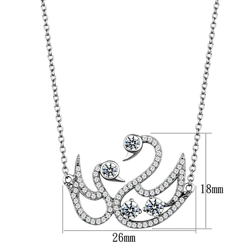 Pendant Necklace TS447 Rhodium 925 Sterling Silver Chain Pendant with CZ