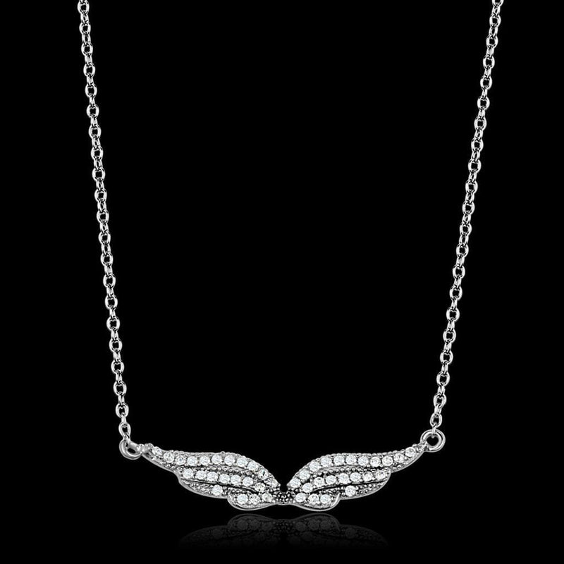 Pendant Necklace TS448 Rhodium 925 Sterling Silver Chain Pendant with CZ