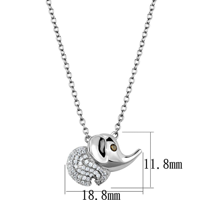 Pendant Necklace TS450 Rhodium 925 Sterling Silver Chain Pendant with CZ