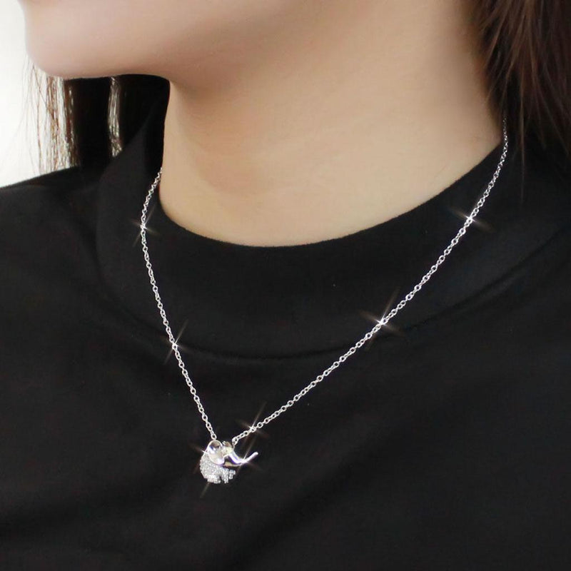 Pendant Necklace TS450 Rhodium 925 Sterling Silver Chain Pendant with CZ