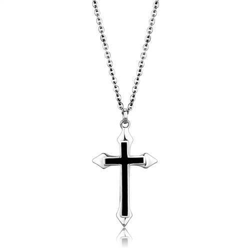 Pendant TK1935 Stainless Steel Chain Pendant with Epoxy in Jet