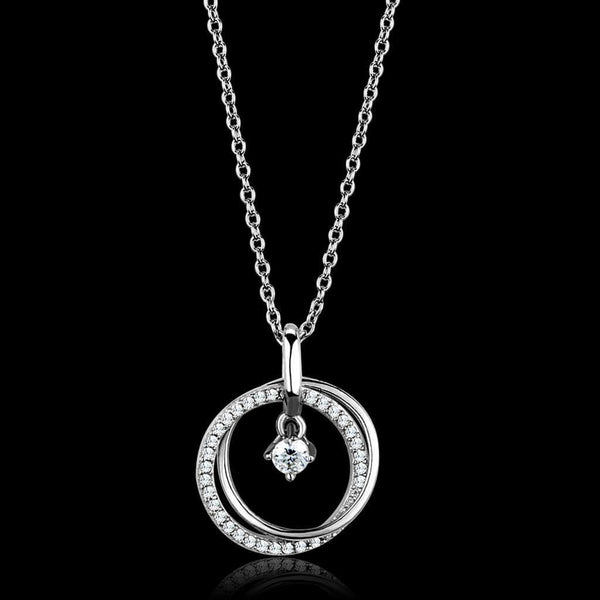 Pendant TS451 Rhodium 925 Sterling Silver Chain Pendant with AAA Grade CZ