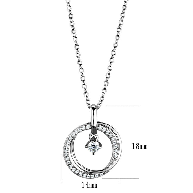 Pendant TS451 Rhodium 925 Sterling Silver Chain Pendant with AAA Grade CZ