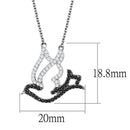 Silver Charms & Pendants Pendant TS563 Rhodium + Ruthenium 925 Sterling Silver Chain Pendant Alamode Fashion Jewelry Outlet