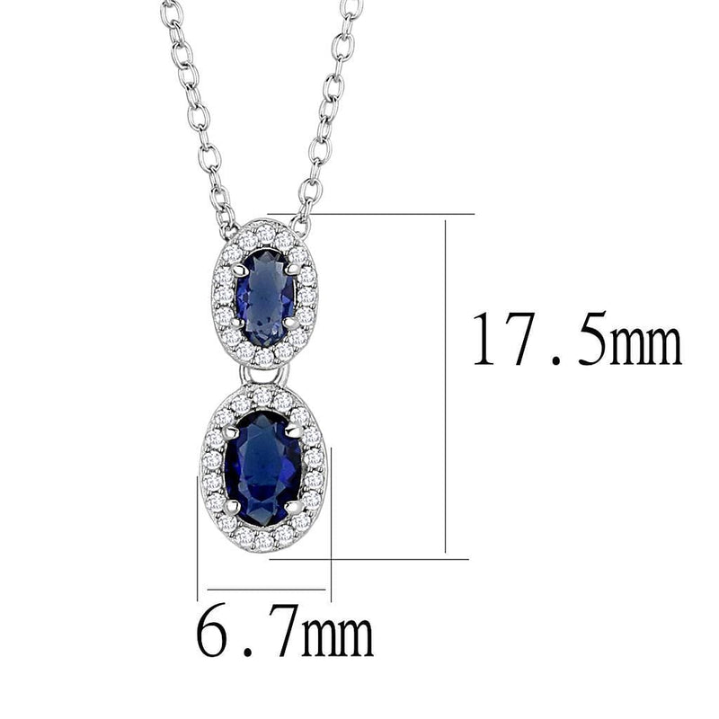 Pendant TS608 Rhodium 925 Sterling Silver Chain Pendant with Synthetic