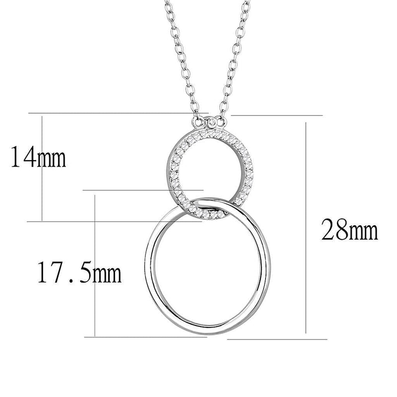 Pendant TS609 Rhodium 925 Sterling Silver Chain Pendant with AAA Grade CZ