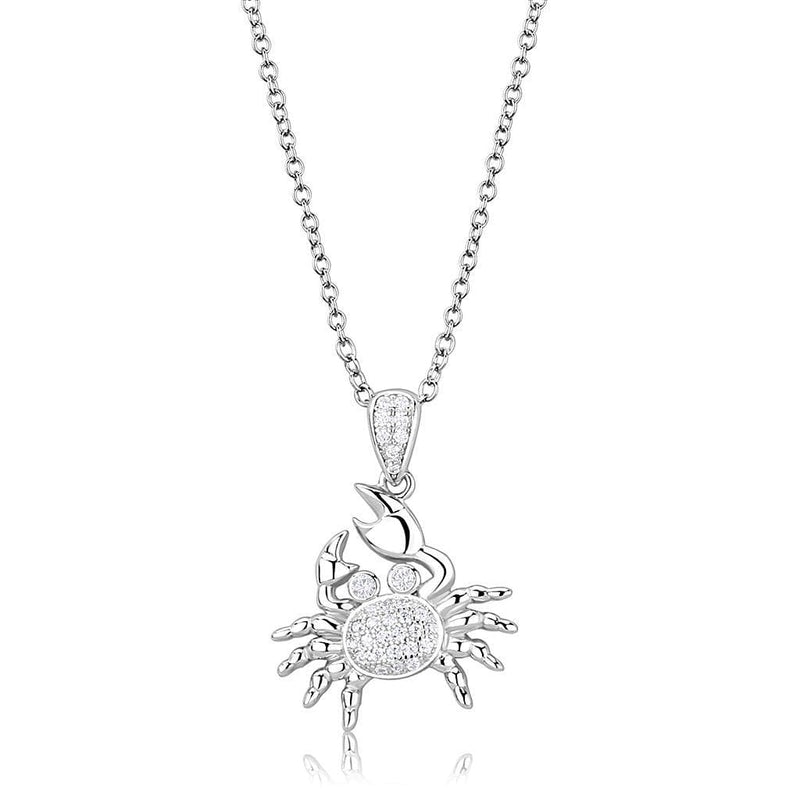 Pendants 3W1377 Rhodium 925 Sterling Silver Chain Pendant with CZ