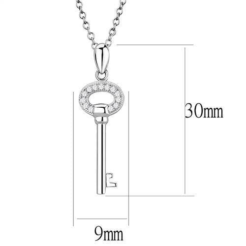Pendants 3W1379 Rhodium 925 Sterling Silver Chain Pendant with CZ