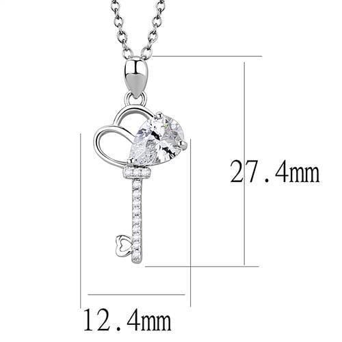Pendants 3W1380 Rhodium 925 Sterling Silver Chain Pendant with CZ