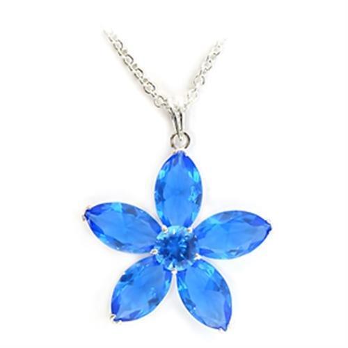 Silver Charms & Pendants Pendants LO116 Silver Brass Pendant with Synthetic in Light Sapphire Alamode Fashion Jewelry Outlet