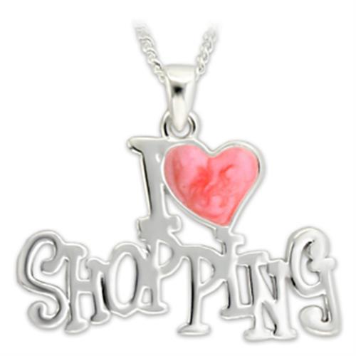 Silver Charms & Pendants Pendants LO1184 Silver Brass Pendant with Epoxy in Rose Alamode Fashion Jewelry Outlet