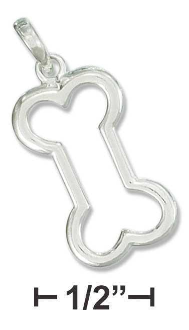 Silver Charms & Pendants Sterling Silver 13 X 21MM Outline Dog Bone Pendant JadeMoghul Inc.