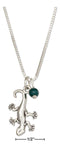 Silver Charms & Pendants Sterling Silver 18" Gecko Lizard Necklace With Green Marble Bead JadeMoghul