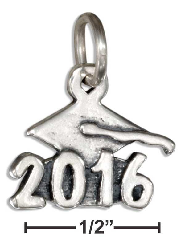 Silver Charms & Pendants STERLING SILVER "2016" GRADUATION CAP CHARM JadeMoghul