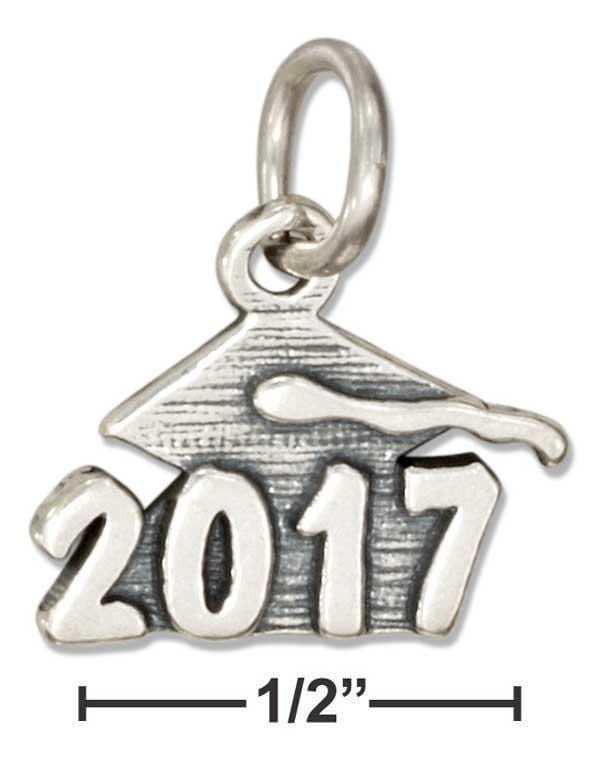 Silver Charms & Pendants Sterling Silver "2017" Graduation Cap Charm JadeMoghul Inc.
