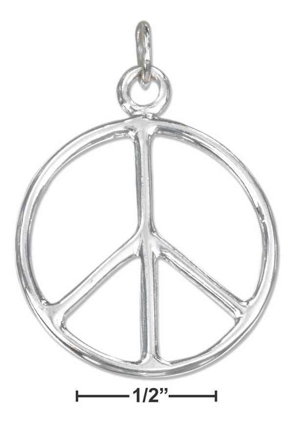 Silver Charms & Pendants Sterling Silver 23MM High Polish Peace Sign Charm JadeMoghul Inc.