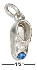 Silver Charms & Pendants Sterling Silver 3d Baby Boy Bootie Charm With Blue Crystal JadeMoghul