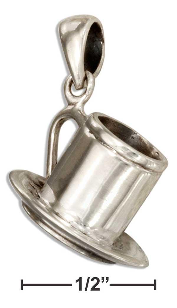 Silver Charms & Pendants Sterling Silver 3d Coffee Mug And Saucer Pendant JadeMoghul