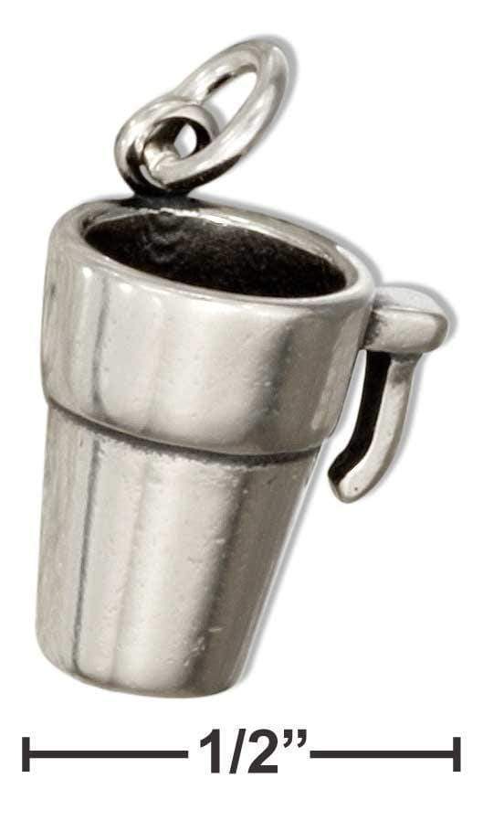 Silver Charms & Pendants Sterling Silver 3D Coffee Travel Mug Charm JadeMoghul Inc.