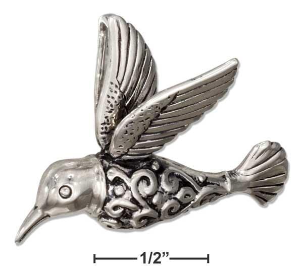 Silver Charms & Pendants Sterling Silver 3d Fancy Hummingbird Pendant JadeMoghul