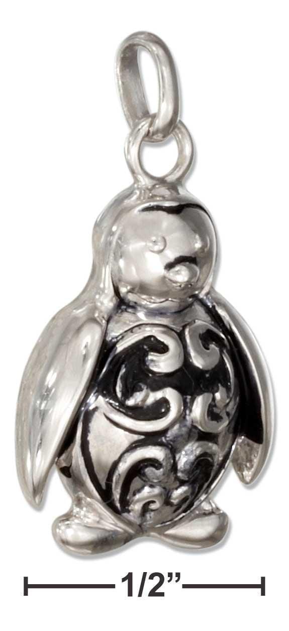 Silver Charms & Pendants Sterling Silver 3d Fancy Penguin Charm JadeMoghul