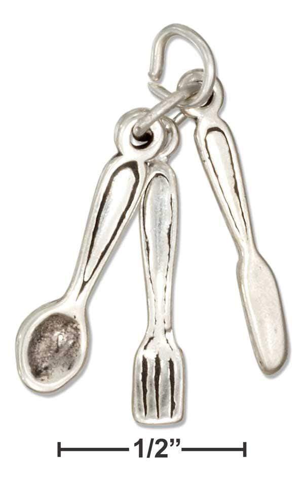 Silver Charms & Pendants Sterling Silver 3d Fork Knife And Spoon Charm JadeMoghul