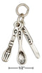 Silver Charms & Pendants Sterling Silver 3D Fork Knife And Spoon Charm Set JadeMoghul Inc.