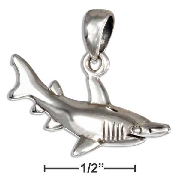 Silver Charms & Pendants STERLING SILVER 3D HAMMERHEAD SHARK PENDANT JadeMoghul