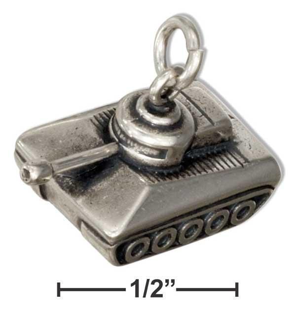 Silver Charms & Pendants Sterling Silver 3D Military Tank Charm JadeMoghul Inc.