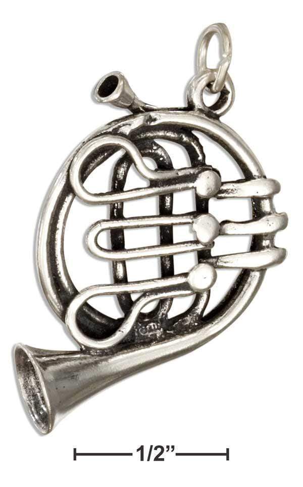 Silver Charms & Pendants Sterling Silver 3D Musical Instrument French Horn Charm JadeMoghul Inc.