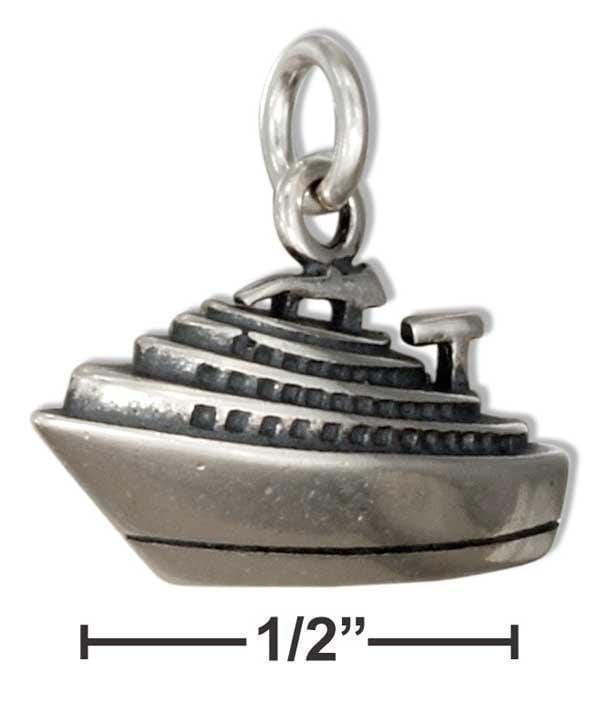 Silver Charms & Pendants Sterling Silver 3D Ocean Liner Cruise Ship Charm JadeMoghul Inc.